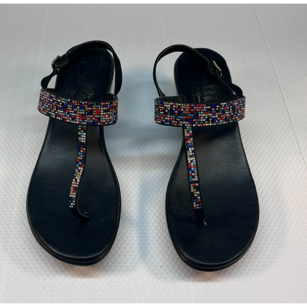 Women's Sandals size 7 with multi color stones ((0361)